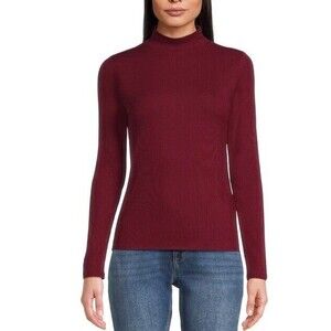 No Boundaries Women’s Juniors Long Sleeve Mock Neck Top Rich Red Maroon Size XL